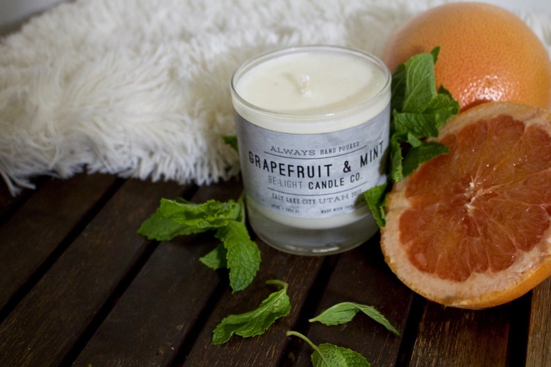 Grapefruit & Mint 100% Non GMO American Grown Soy Wax Made With Essential Oils image 1