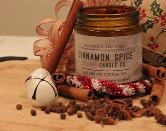 Cinnamon Spice Scented Non Toxic Eco Friendly Repurposed Glass Soy Candle Made in Salt Lake City Utah Benefit Company For AFSP