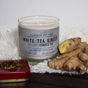 White Tea & Ginger Scented Candle Be:Light Candle Co100% Soy Wax Hand Poured. Non Toxic Oils. Benefitting Suicide Prevention Awareness image 1