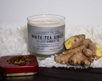 Thé Blanc - Bougie parfumée au gingembre - Be:Light Candle Co100% Soy Wax Hand Versé. Huiles non toxiques. Bénéficier de la prévention du suicide et de la sensibilisation