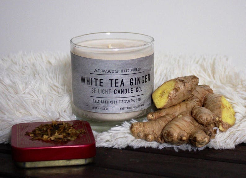 White Tea & Ginger Scented Candle Be:Light Candle Co100% Soy Wax Hand Poured. Non Toxic Oils. Benefitting Suicide Prevention Awareness image 1