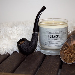 Tobacco | 100% Non GMO American Grown Soy Wax Candle Made With Repurposed Glass & Phthalate + Vanillin Free Essential Oils