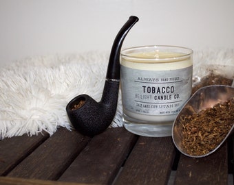 Tobacco | 100% Non GMO American Grown Soy Wax Candle Made With Repurposed Glass & Phthalate + Vanillin Free Essential Oils