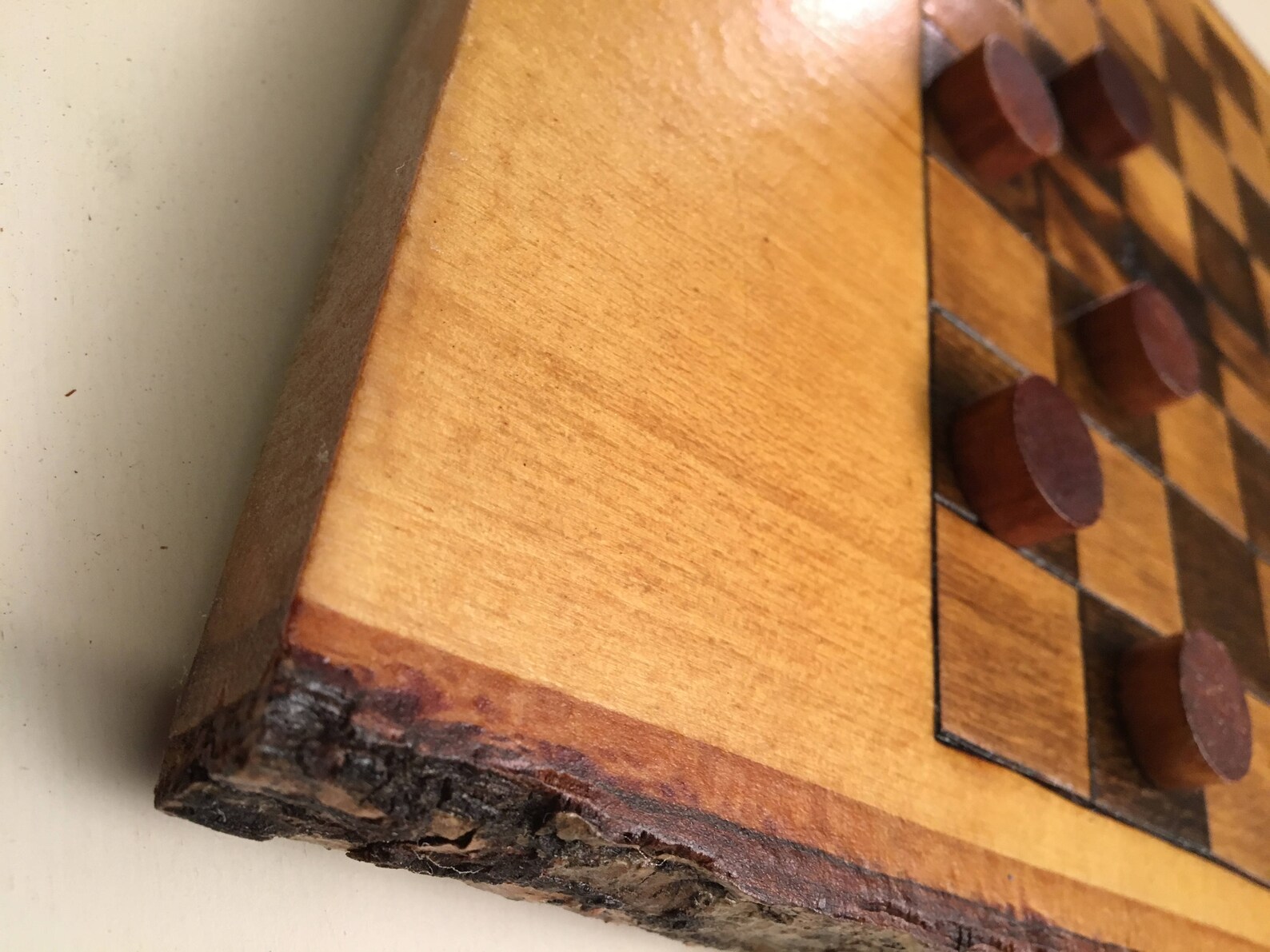 Handmade Wooden Checker Board With Pieces Etsy