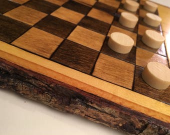 Natural Edge Handcrafted Wooden Checker Board