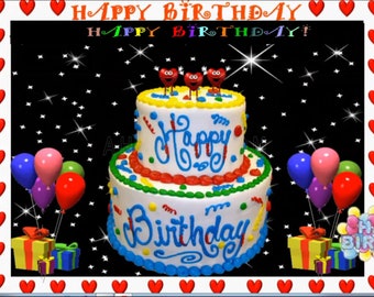 Happy Birthday Tower Cake Sparkle Gifs #108 & 176 Buy 1 and Get 1 FREE!