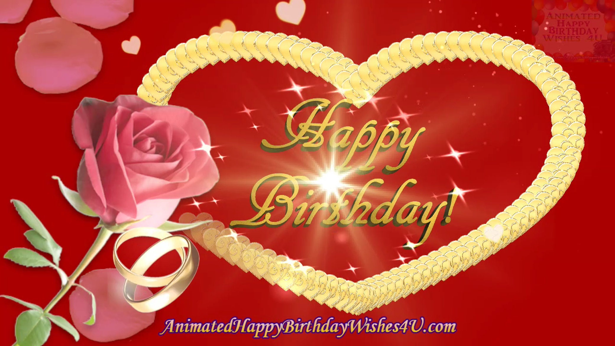 Golden Heart Roses Happy Birthday Gif Buy 1 And Get 1 Free Etsy