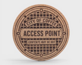 Untersetzer mit Kanaldeckelmotiv „City of Coffee“ – Lustiges Geschenk für Verliebte (4er-Set)