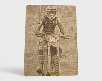 Custom Wood Photo Engraving: Personalized Portrait, Pet, Wedding, Rustic Decor