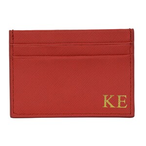 Personalised Saffiano Leather Red Card Holder