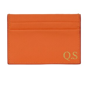 Personalised Saffiano Leather Orange Card Holder