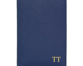 Personalised Saffiano Leather Navy Passport Holder