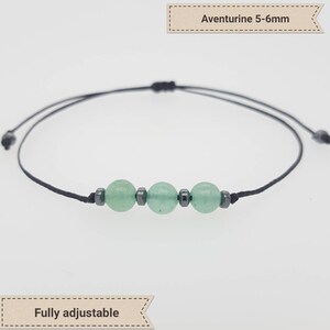 Aventurine ankle bracelet Dainty Green Aventurine anklet Adjustable string beaded ankle bracelet Aventurine Crystal Green stone anklet