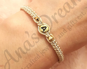 Personalized Initial Couple Bracelets, Adjustable Braided Friendship Set