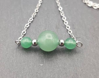 Green Aventurine necklace -Non tarnish jewelry -Minimalist Dainty crystal necklace -Green stone handmade jewelry -Stainless steel necklace