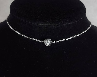 Snowflake Obsidian Necklace - Dainty Stainless Steel Gemstone Jewelry