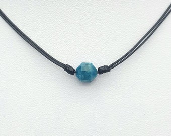 Blue Apatite Square Lariat Necklace with Tassel N95