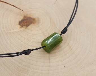 Canadian Jade Choker Necklace, Adjustable Beaded Gemstone Jewelry