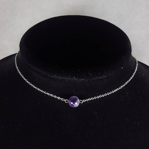 Amethyst choker necklace Amethyst chain necklace Amethyst chain choker Dainty necklace Amethyst jewelry Minimalist necklace Amethyst stone