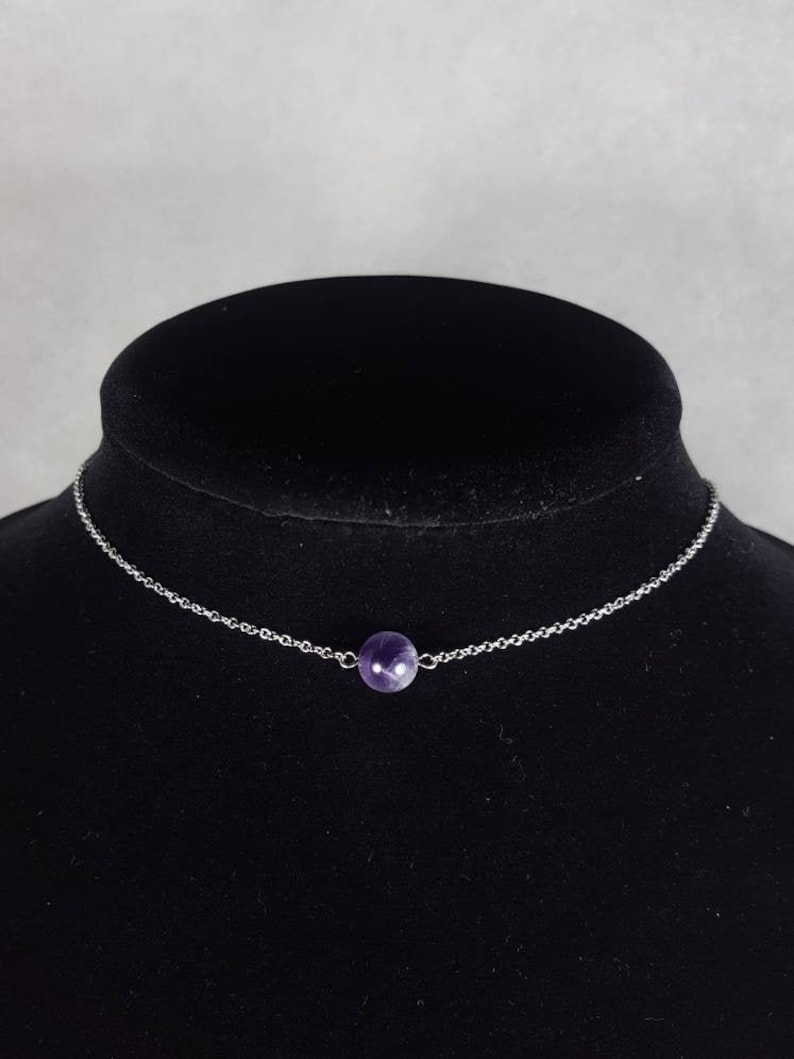 Amethyst choker necklace Amethyst chain necklace Amethyst chain choker Dainty necklace Amethyst jewelry Minimalist necklace Amethyst stone