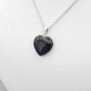 Black obsidian heart necklace Black heart pendant Black Obsidian necklace Black Obsidian jewelry Heart stone necklace Cute Graduation gift image 6