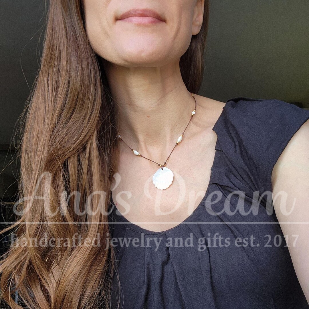 Mother of Pearl Choker Necklace, Adjustable Boho Knotted Jewelry - Etsy