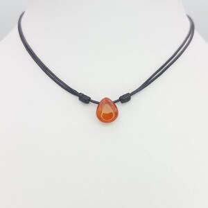 Carnelian necklace Real Carnelian crystal jewelry Natural Carnelian teardrop pendant Adjustable cord necklace Carnelian crystal necklace