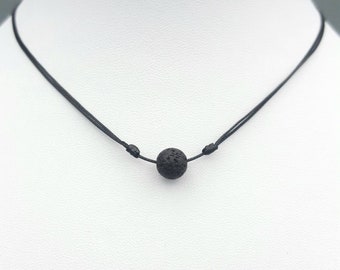 Lava necklace Lava choker Black lava jewelry Black Lava necklace Dainty necklace 8mm Lava beaded necklace Birthday gift Lava rock necklace