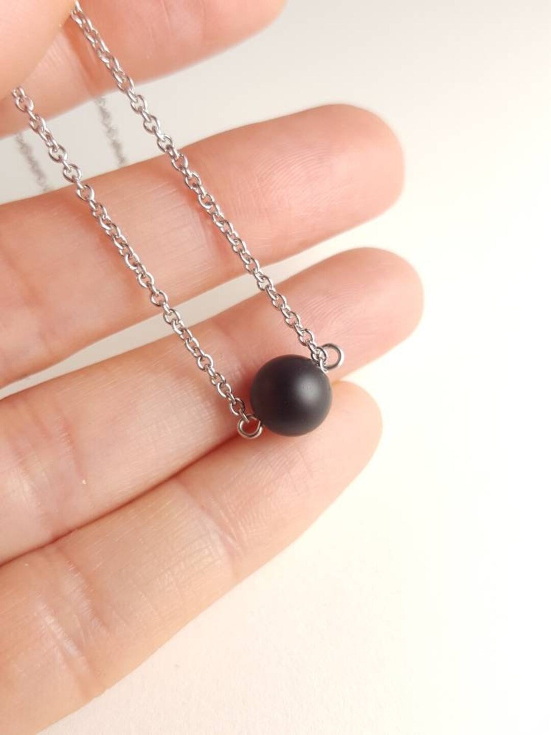 Black Onyx Necklace Black Onyx Choker Pendant Black Onyx Chain Etsy