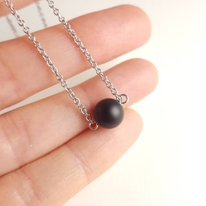 Black Onyx necklace Black Onyx choker pendant Black Onyx chain choker Black Onyx jewelry Minimalist Onyx necklace Dainty necklace Onyx stone