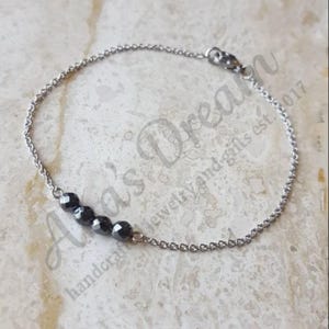 Hematite bracelet Summer Beach jewelry Gemstone anklet for women Stainless Steel ankle bracelet Black Hematite Natural stone jewelry for her