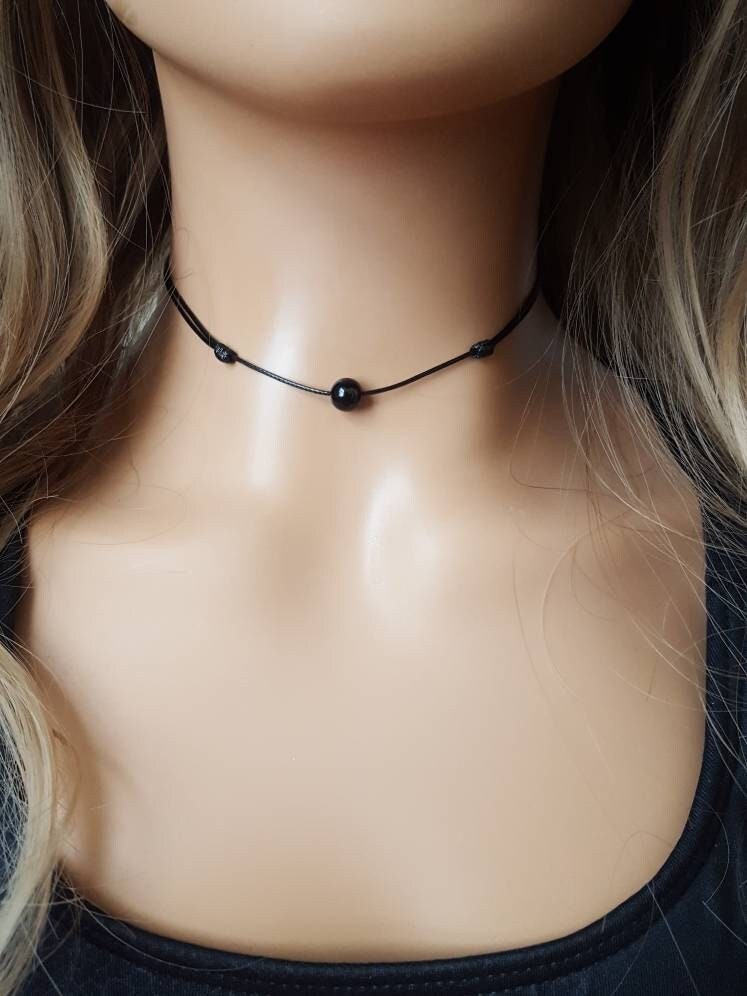 Waterproof Necklace,Black Braided Cord Necklace,Mens Black Choker,Necklace  For Pendant, Surfer Choker,Custom Sized Choker, Hypoallergenic.