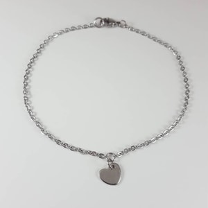 Heart Anklet Stainless Steel Dainty Ankle bracelet Heart Charm anklet Beach anklet Beach jewelry Silver chain bracelet Waterproof jewelry