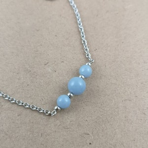 Angelite Necklace for Women With Stainless Steel Beads and Chain Angelite Chain Necklace ...
