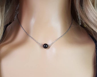 Black Tourmaline necklace Tourmaline silver necklace Black Tourmaline chain choker Tourmaline jewelry Minimalist necklace Dainty necklace