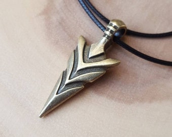 Mens Bronze Arrowhead Necklace, Adjustable Tribal Pendant