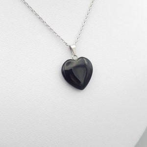 Black obsidian heart necklace Black heart pendant Black Obsidian necklace Black Obsidian jewelry Heart stone necklace Cute Graduation gift image 8