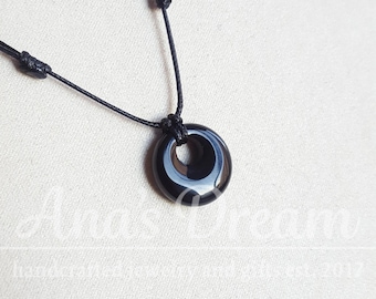 Handmade Black Onyx Pendant Necklace – Adjustable Cord Choker