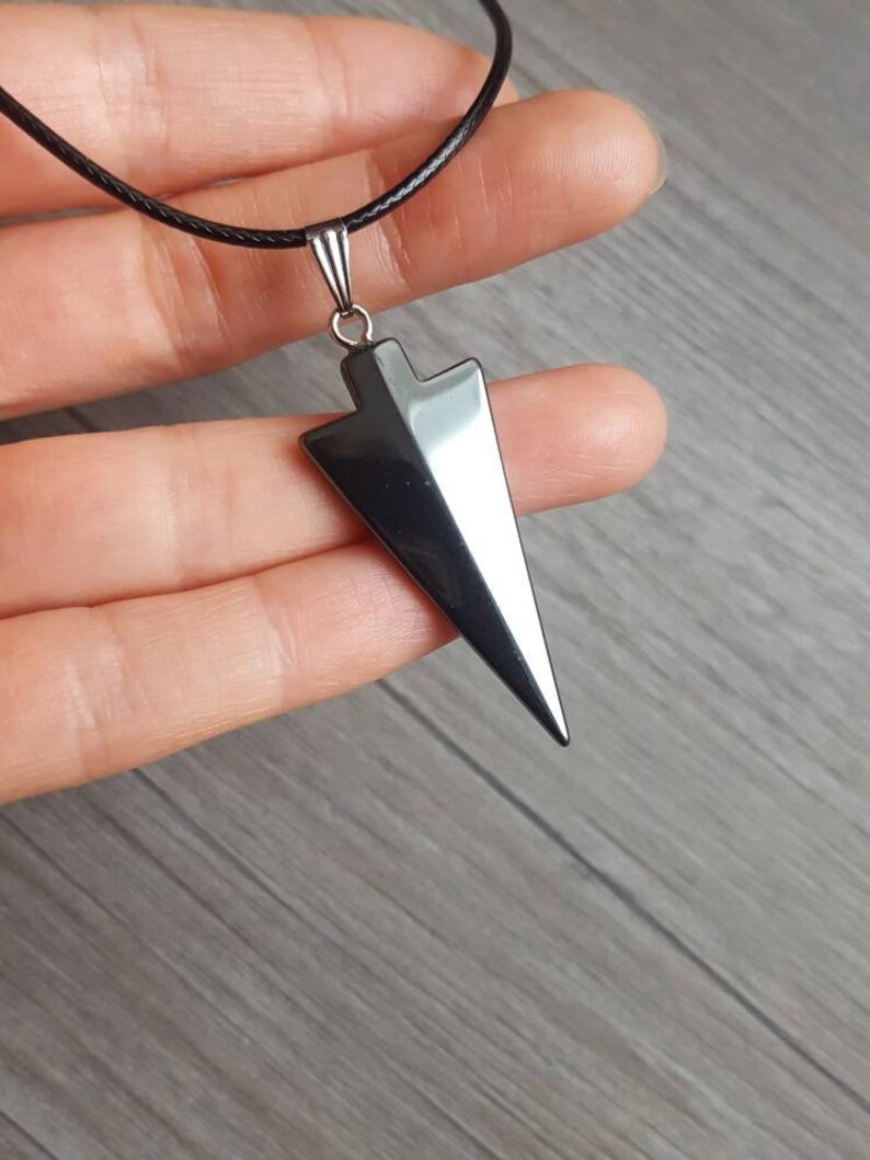 Hematite arrowhead necklace for men and women Gemstone Etsy