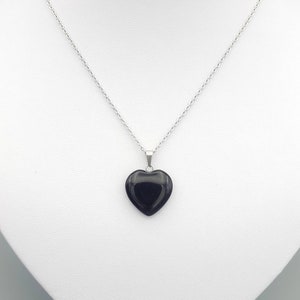 Black obsidian heart necklace Black heart pendant Black Obsidian necklace Black Obsidian jewelry Heart stone necklace Cute Graduation gift image 2