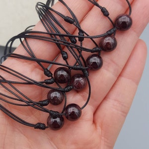 Garnet necklace Garnet choker Crystal necklace Crystal jewelry Gemstone necklace Beaded necklace Dainty necklace Adjustable Crystal necklace
