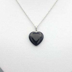 Black obsidian heart necklace Black heart pendant Black Obsidian necklace Black Obsidian jewelry Heart stone necklace Cute Graduation gift image 7