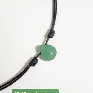 Aventurine crystal necklace Green Aventurine necklace Green stone necklace Gemstone jewelry Black cord choker Adjustable length necklace