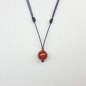 Carnelian necklace Real Carnelian crystal jewelry Hippie Adjustable black cord choker necklace Natural Round crystal ball pendant necklace
