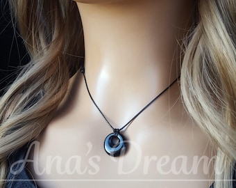 Black Onyx Gemstone Cord Necklace – Handmade Boho Choker
