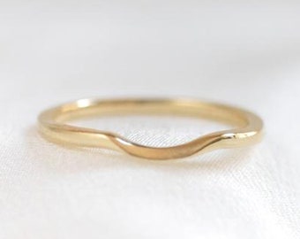 14K Gold Contour Wedding Band | Curved Women's Wedding Ring | Nesting Wedding Band | Half Round Contoured Ring [The Carved Contour Ring]