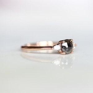 White Sapphire Engagement Ring 3 Stone Gold Ring Round - Etsy