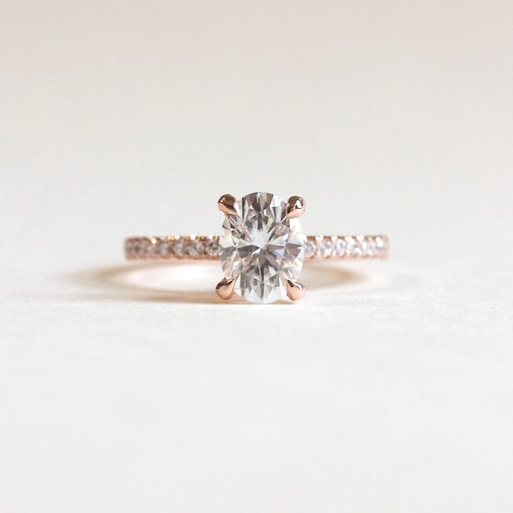 Oval Moissanite Ring Rose Gold Engagement Ring Eternity | Etsy