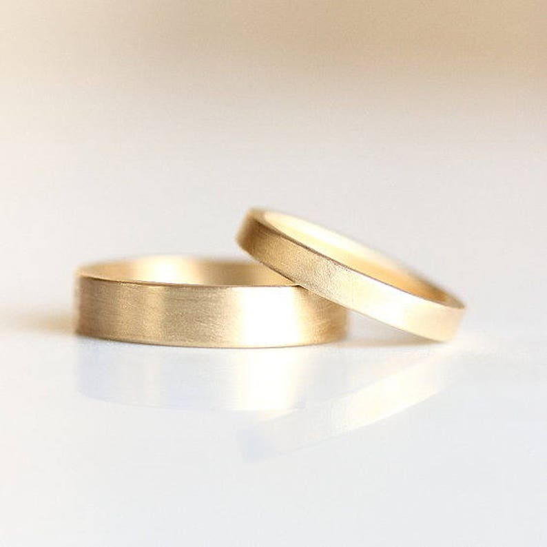 Matte Gold Wedding Band Men's and Women's Matching Etsy