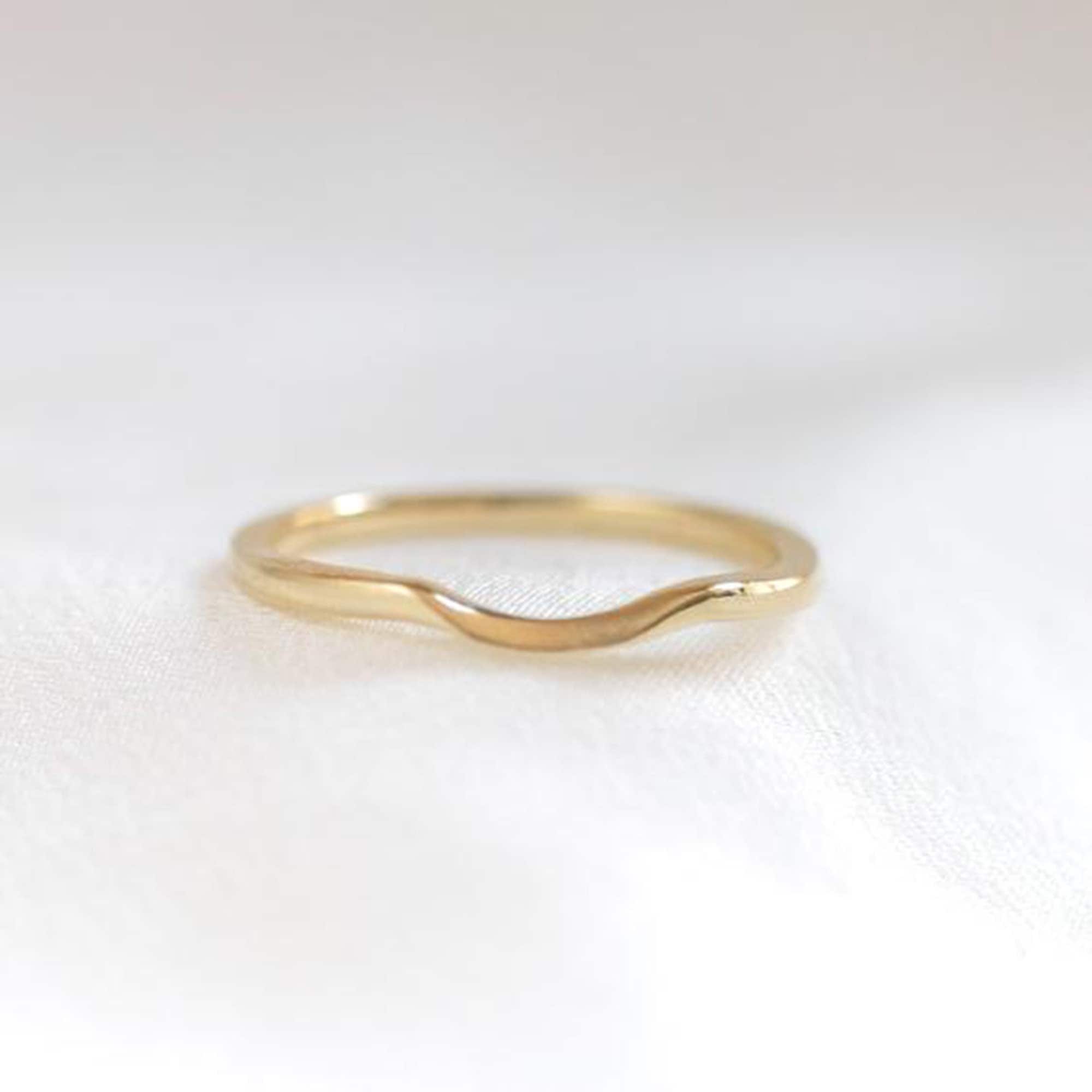 14K Gold Contour Wedding Band Curved Women s Wedding Ring Nesting Wedding Band Half Round Contoured Ring the Carved Contour Ring Etsy